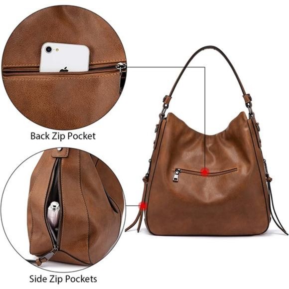 Tote Bag PU Leather Shoulder Bags Fashion Hobo Bags Large Purse and Handbags - Picture 2 of 6